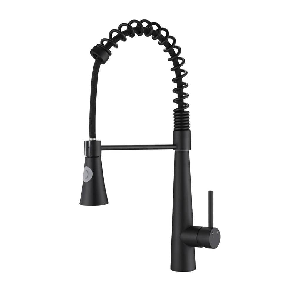 Lukvuzo Single Handle Pull Down Sprayer Kitchen Faucet with Advanced Spray in Matte Black