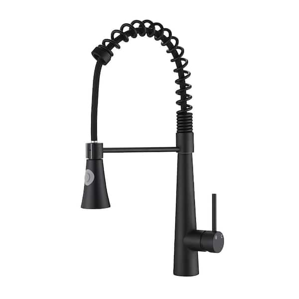 Lukvuzo Single Handle Pull Down Sprayer Kitchen Faucet With Advanced Spray In Matte Black 8908