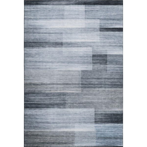 Mayfield Premium Machine Washable Abstract AMF2082 Denim 3 ft. x 4 ft. Area Rug