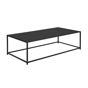 Eme 24 in. Black Rectangle Metal Coffee Table with Rectangular Top