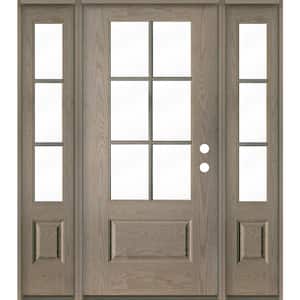 Farmhouse 64 in. x 80 in. 6-Lite Left-Hand Inswing Clear Glass Oiled Leather Stain Fiberglass Prehung Front Door DSL