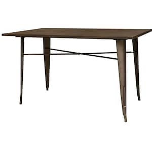 Loft 55 in. L x 31 in. W x 31 in. H Rustic Gunmetal Rectangle Dining Table with Dark Elm Wood Tabletop (Seats-6)
