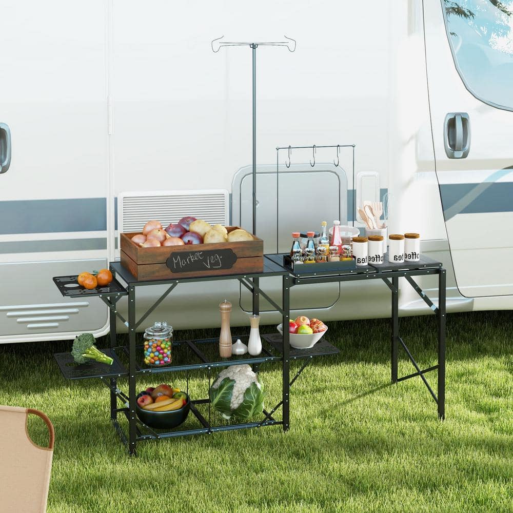 Black Folding Camp Kitchen Table