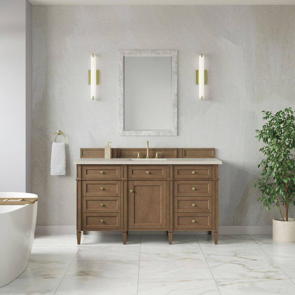 Brittany 60.0 in. Single Bath Vanity in Pecan with Siberian Wireless Charging Quartz Top price history on PriceWatchPro
