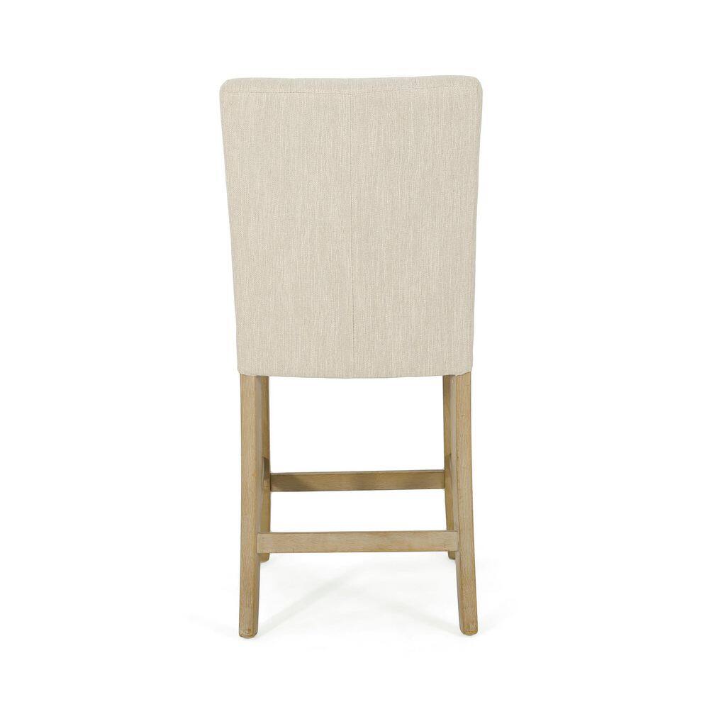Beige and Weathered Brown High Back Counter Stools Set