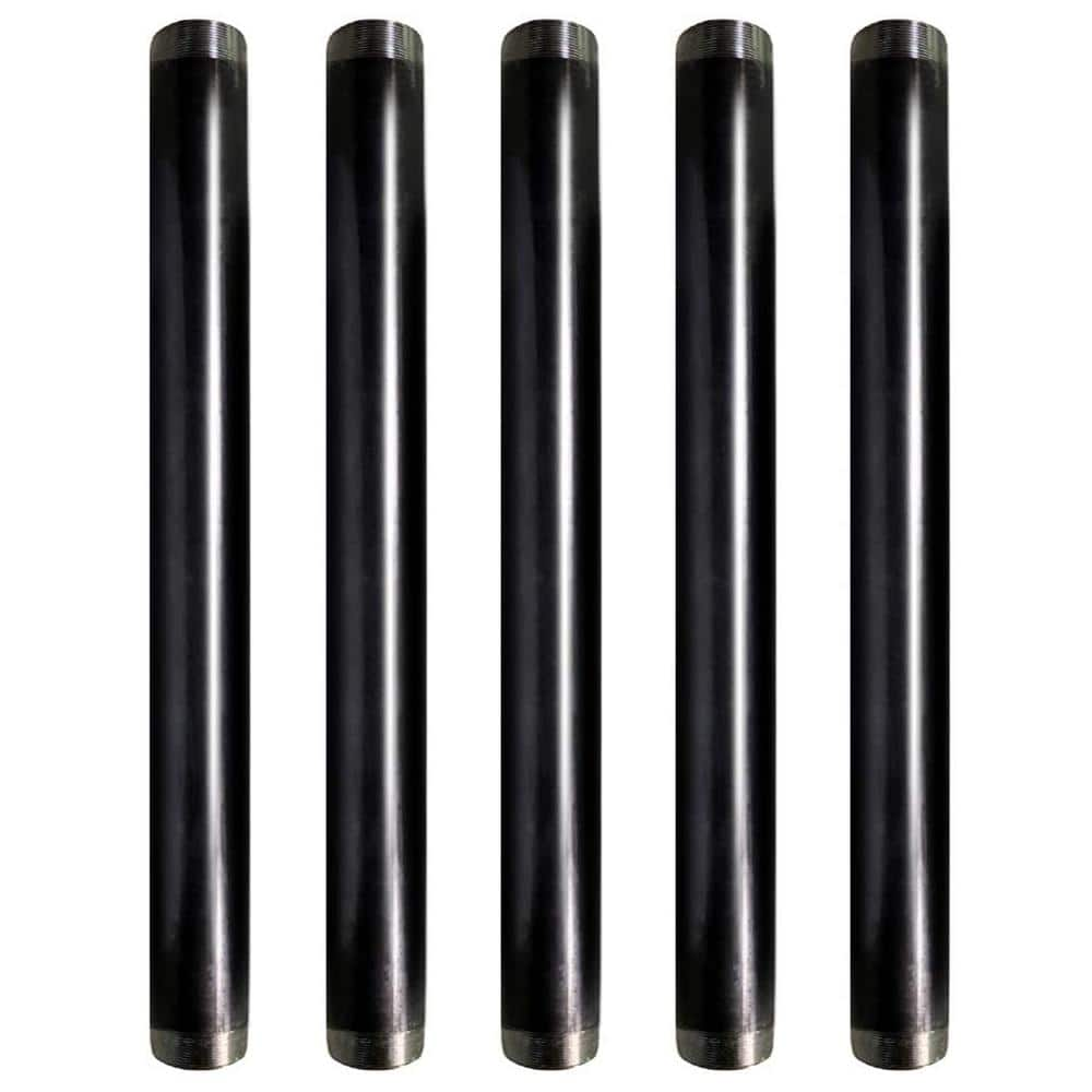 PLUMBFLEX 2 in. x 3 ft. Black Steel Pipe (5-Pack) 2036PBL-5 - The Home ...