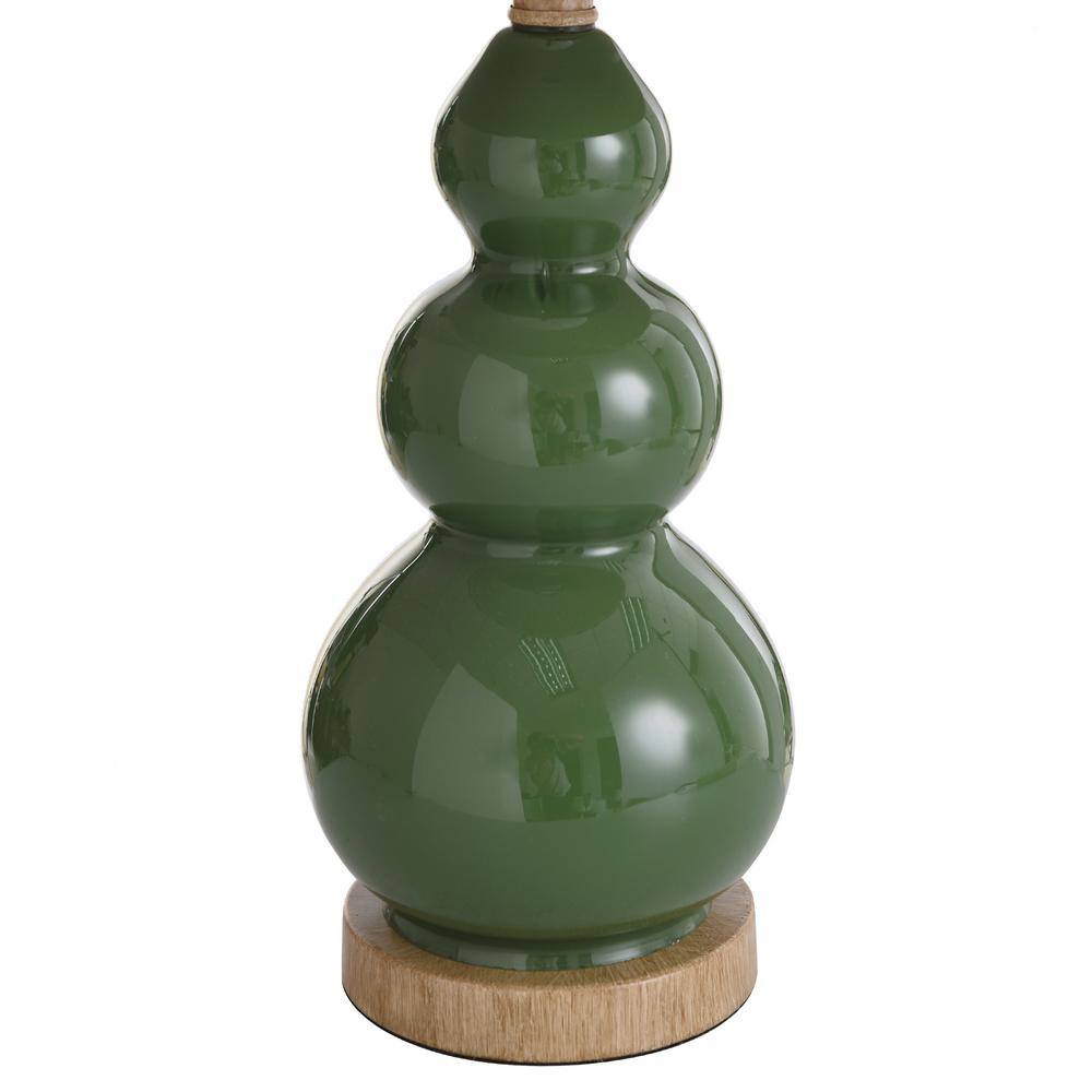 Nautical Green and Taupe Glass Table Lamp with Burlap Shade