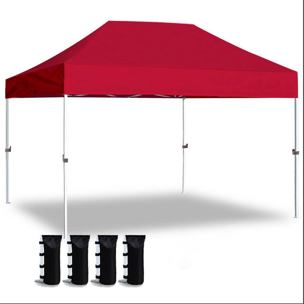 Coast Shade 10 ft. x 15 ft. Outdoor Standard Patio Pop Up Canopy Tent Instant Canopies, Red