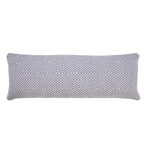 Delight Gray/White 14 in. x 36 in. Diamond Woven Geometric Throw Pillow