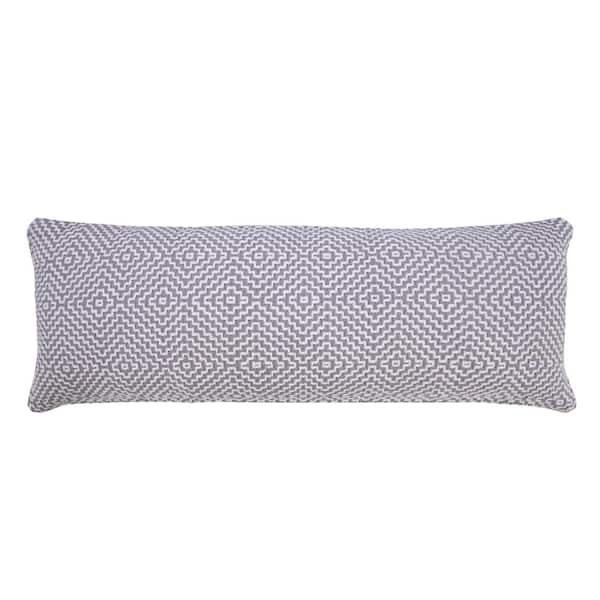 LR Home Delight Gray/White 14 in. x 36 in. Diamond Woven Geometric Indoor Throw Pillow