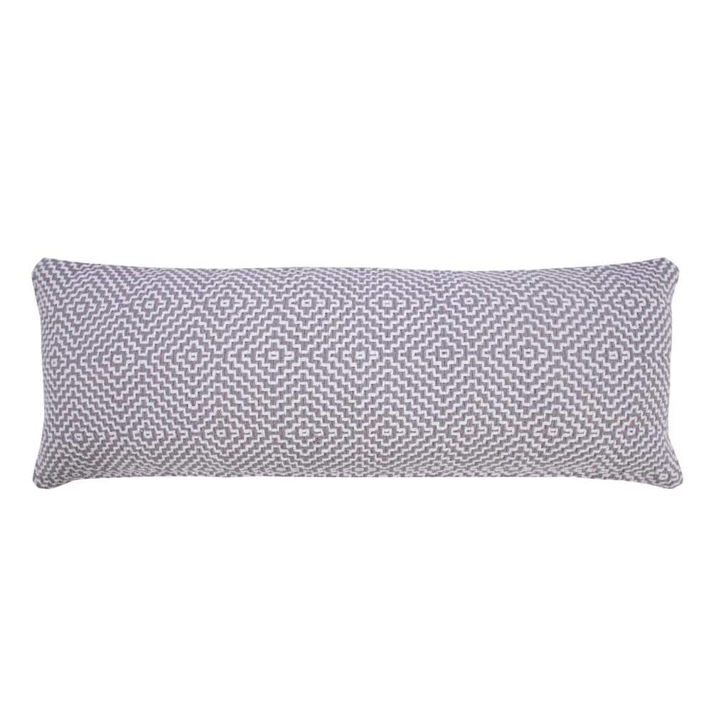 Delight Gray/White 14 in. x 36 in. Diamond Woven Geometric Indoor Throw Pil