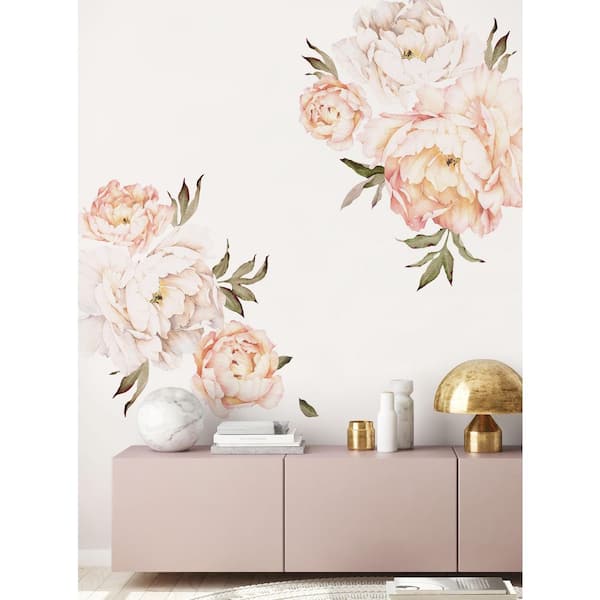 Blushing Peonies Vinyl Wall Sticker Flowers Wall Mural (Set of 6)