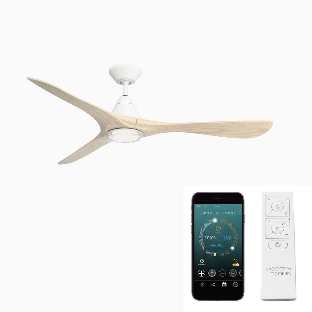 Carve 60 in. Smart Indoor/Outdoor Matte White/White Oak Downrod Mount Standard Ceiling Fan 4CCT Integrated LED price history on PriceWatchPro