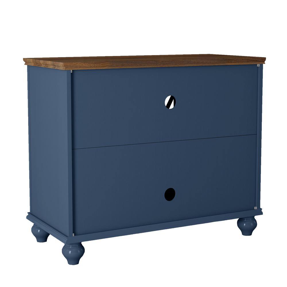 Navy and Wood Vintage Style Sideboard Buffet Cabinet