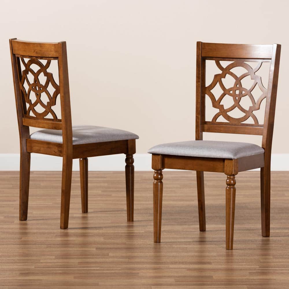 Walnut Brown and Cane Upholstered Low Side Chair
