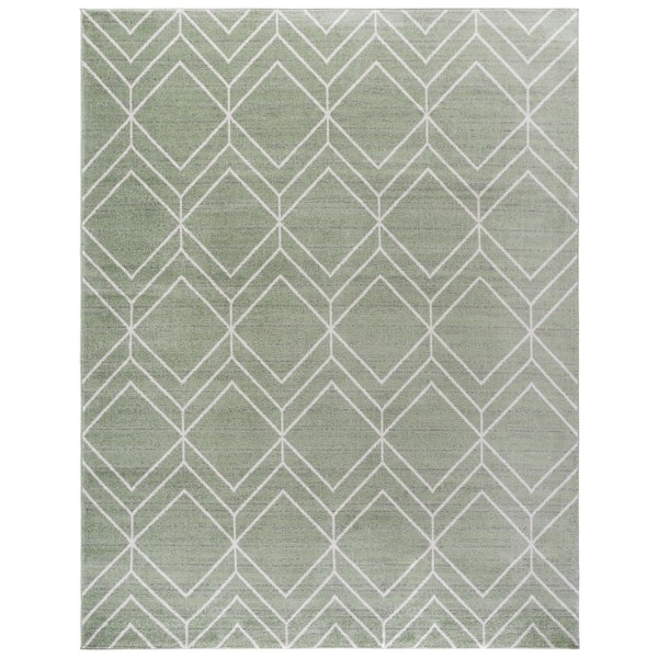 Adirondack 8 ft. x 10 ft. Sage/Ivory Geometric Area Rug