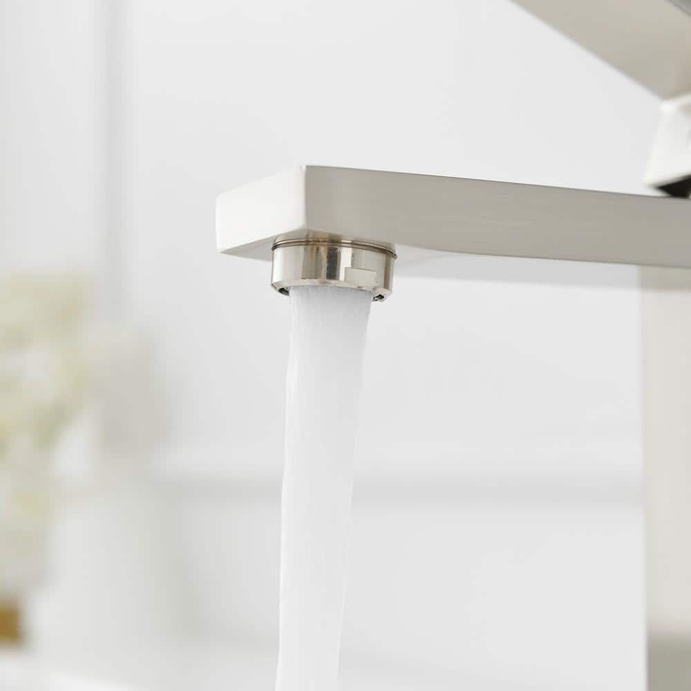 Brushed Nickel Single Handle Modern Bathroom Faucet
