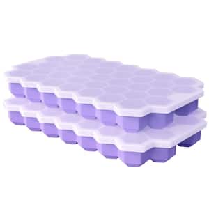 2-Pack Silicon Ice Cube Trays for Chilled Drinks in Purple