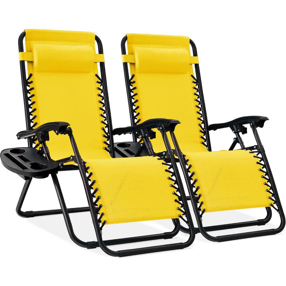 Best Choice Products Yellow Metal Zero Gravity Reclining Lawn Chair ...