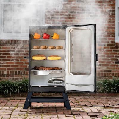 40 in. Digital Electric Smoker with Window and Legs in Black