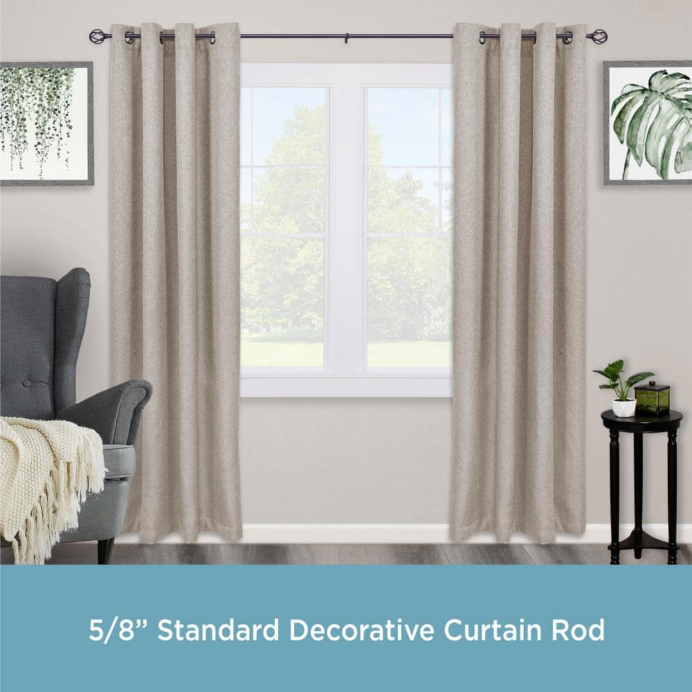 Bronze Adjustable Steel Single Curtain Rod with Openwork Finials
