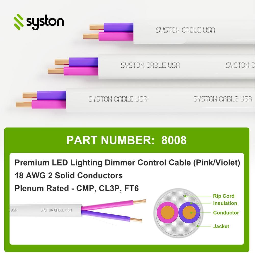 20 ft White Copper LED Lighting Dimmer Control Wire