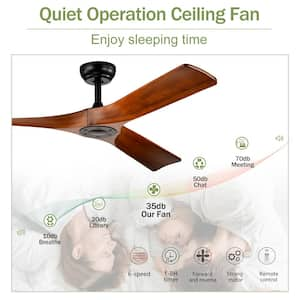 52 in. Indoor Outdoor Modern Matte Black Ceiling Fan with Remote for Bedroom Living Room, No Light