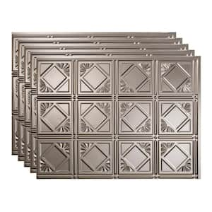 18 in. x 24 in. Traditional # 4 Vinyl Backsplash Panel in Brushed Nickel (Pack of 5)