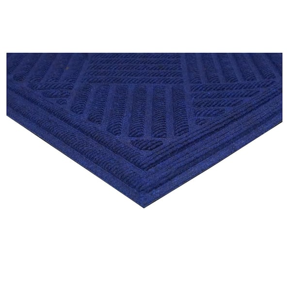 Chess Ribbed 36 in. x 60 in. Blue Colored Indoor/Outdoor Doormat