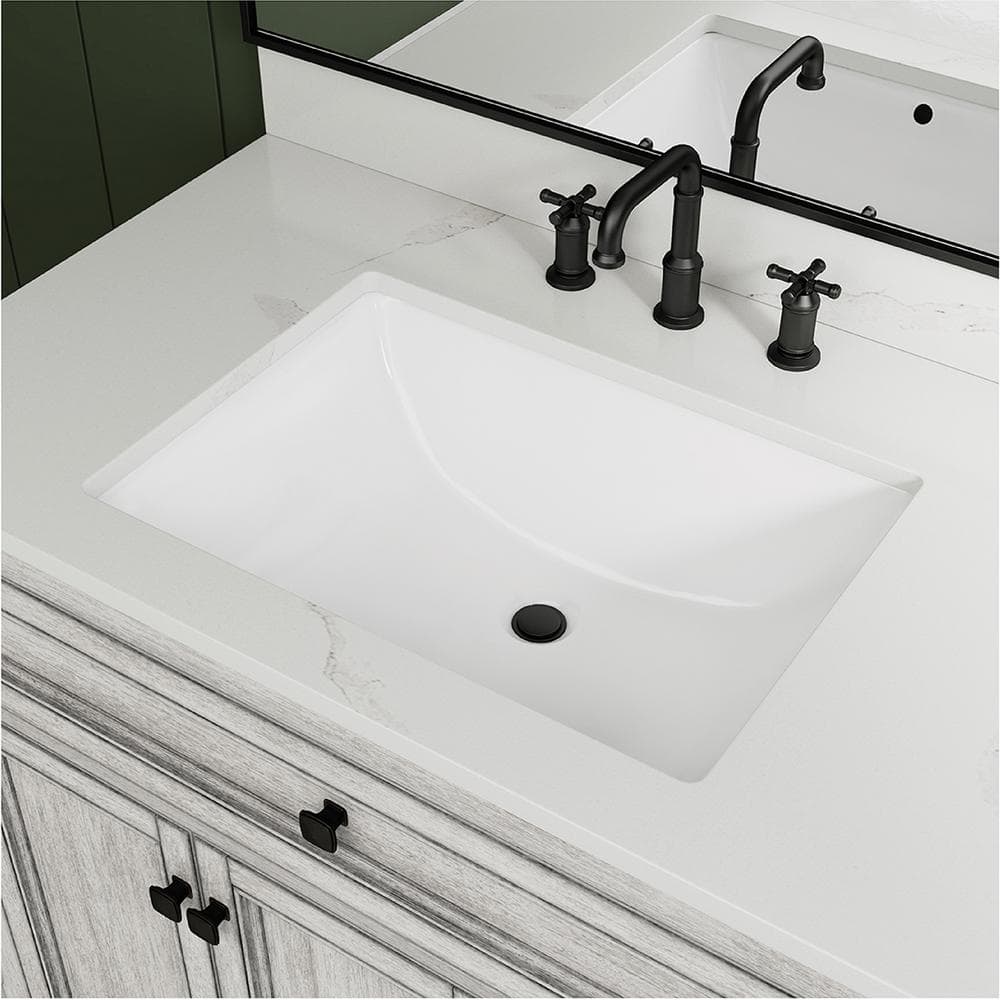 Glacier Bay 22 in. Undermount Rectangular Vitreous China Bathroom Sink in White