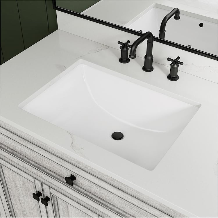 Glacier Bay 22 in. Undermount Rectangular Vitreous China Bathroom Sink in White