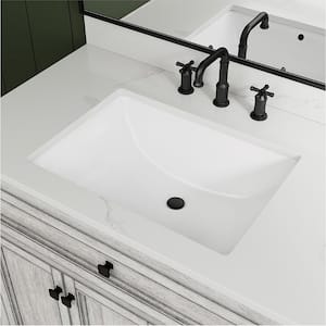 22 in. Undermount Rectangular Vitreous China Bathroom Sink in White