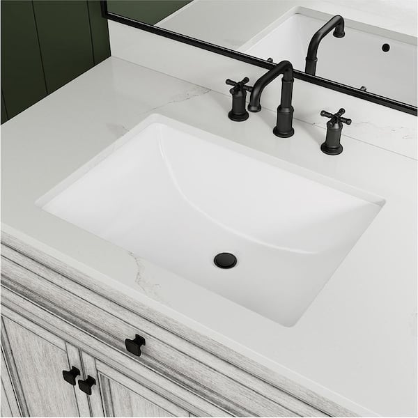 22 in. Undermount Rectangular Vitreous China Bathroom Sink in White