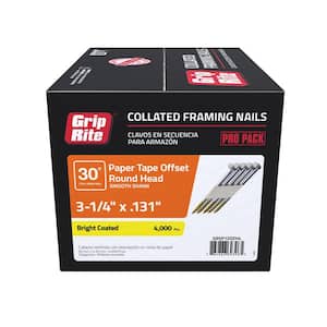 3-1/4 in. x 0.131 in 30° Paper Bright Coated Smooth Shank Round Head Nails (4,000 - Per Box)