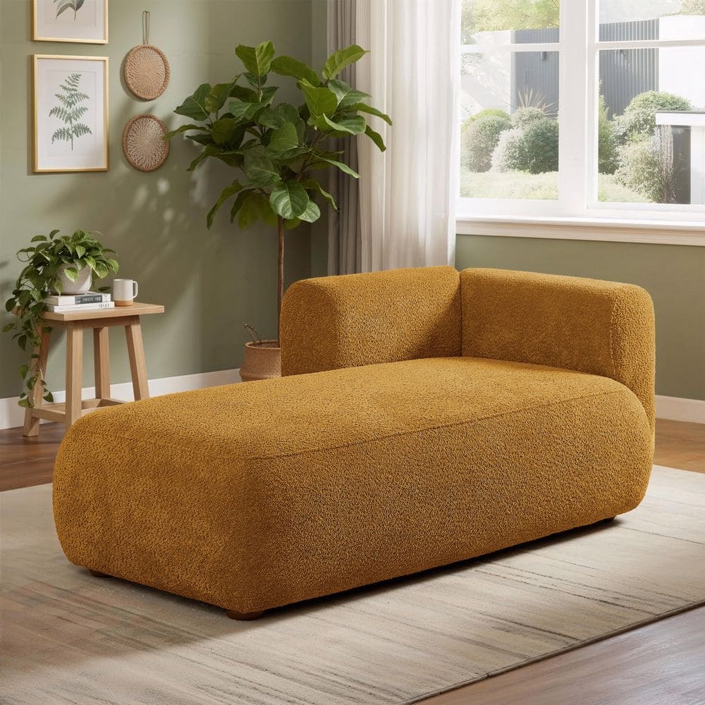 Noble House Xandra Modern Orange Boucle Polyester Upholstered Chaise ...