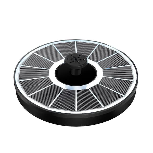 3.5W Glass Panel Black Solar Bird Bath Water Fountain with 7 Nozzles & 4 Fixers 6 LED Lights, Security Filter for Garden
