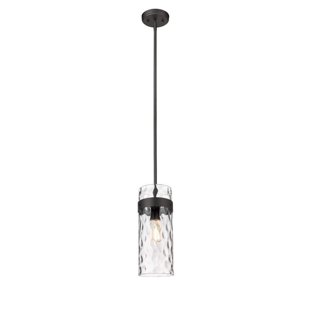 Fontaine Matte Black and Glass Indoor/Outdoor Pendant Light