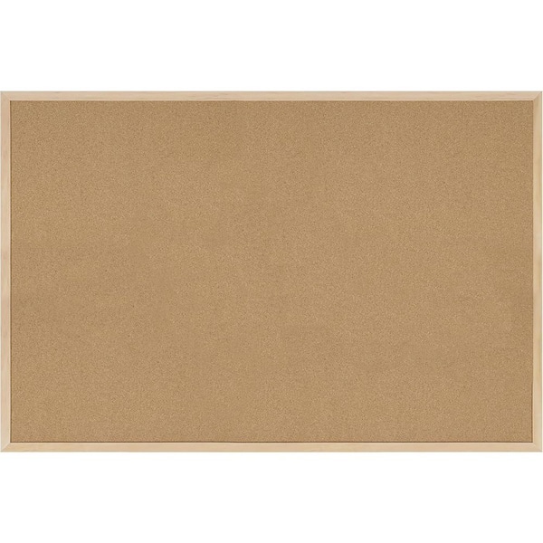 36x24 Inch Cork Bulletin Board with Pin Oak Wood Frame Four-Ply Design for Office Home Message Display