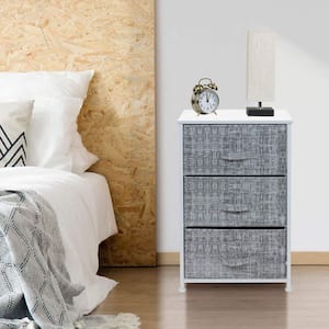 3 Drawers Gray White Nightstand 28.75 in. H x 17.75 in. W x 11.87 in. D