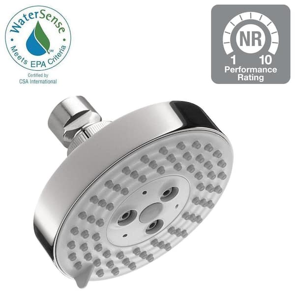 3-Spray 4 in. Single Wall Mount Fixed Adjustable Shower Head in Chrome