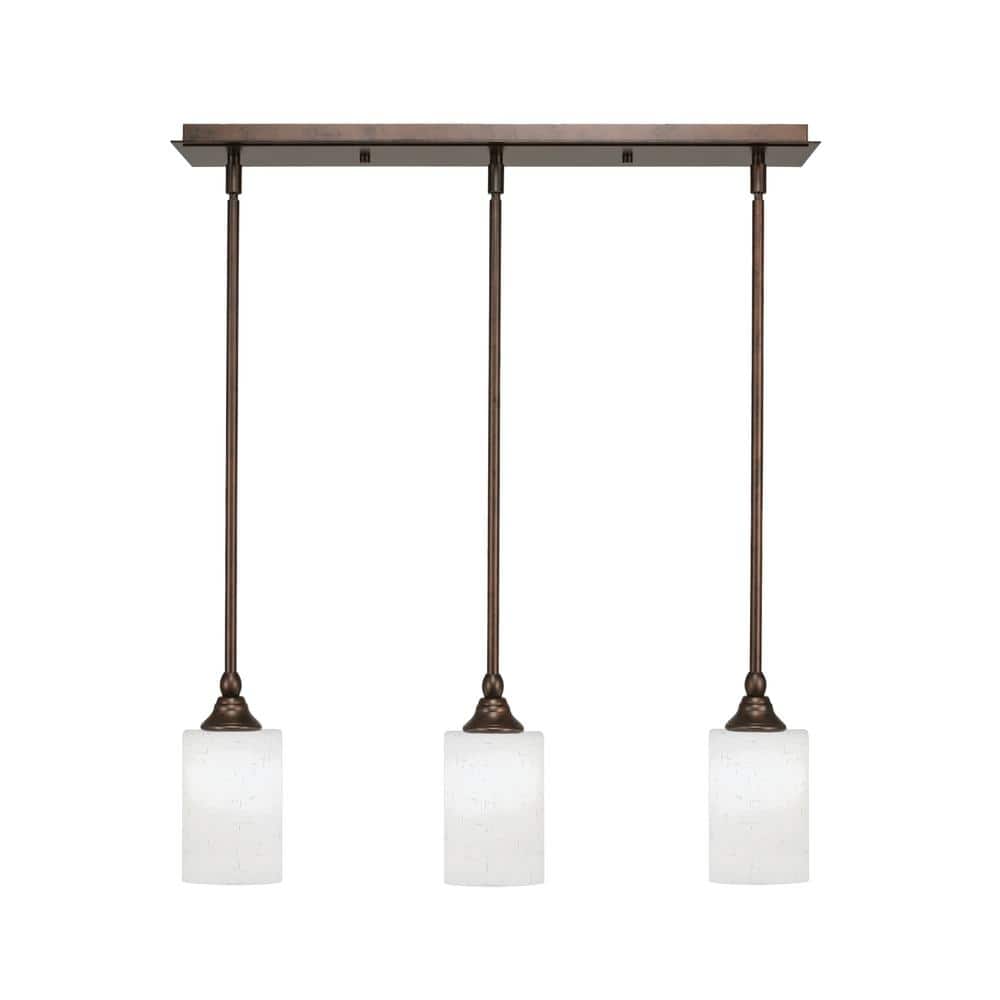 Livingston 100-Watt 3-Light Bronze Shaded Pendant Light with 4 in. White Mu