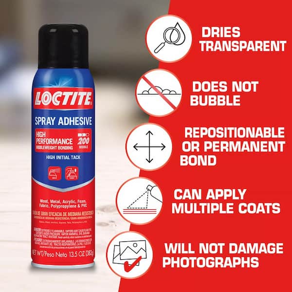 Secondary backing adhesive: The LOCTITE one sprays a web like