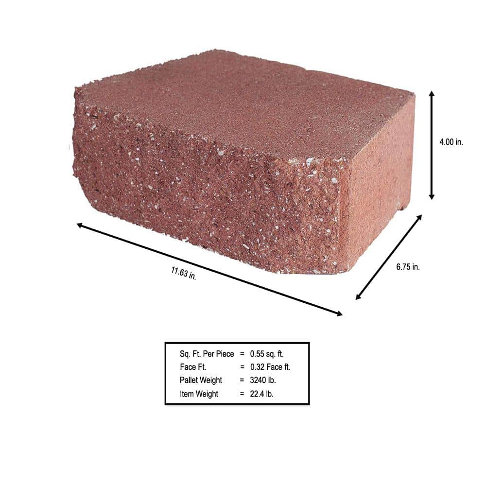 Buy 4 in. x 11.75 in. x 6.75 in. River Red Concrete Retaining Wall