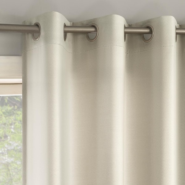 No. 918 Brandon Magnetic Closure Gray Polyester 54 in. W x 84 in. L Grommet Room Darkening Curtain (Double Panel)