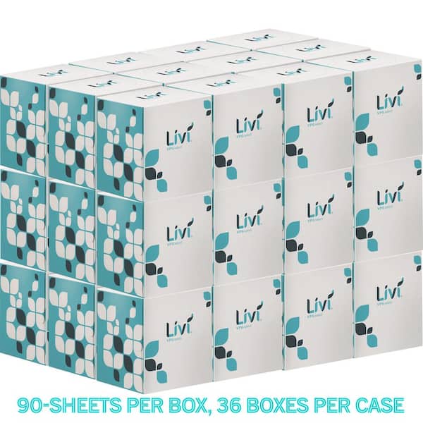 Livi VPG Select Embossed 2-Ply Facial Tissue (90-Sheets per Cube Box, 36-Boxes per Case)