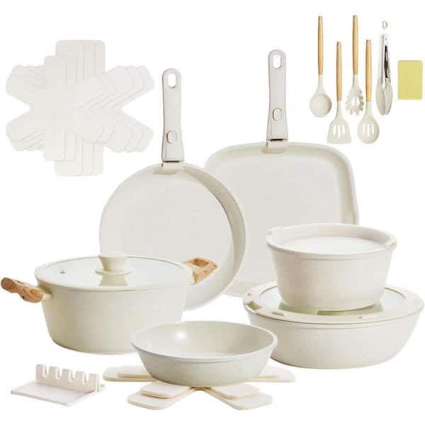 23-Piece Ceramic Nonstick Cookware Set Removable Handle Stackable Pots and Pans Induction Compatible Kitchen Set