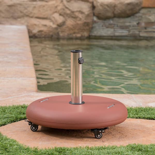 Noble House Guadalupe 88 lbs. Round Patio Umbrella Base in Red