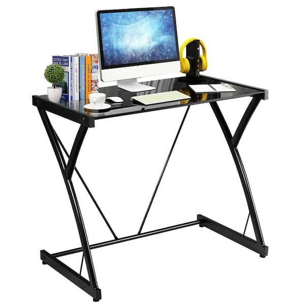 staples glass top computer desk