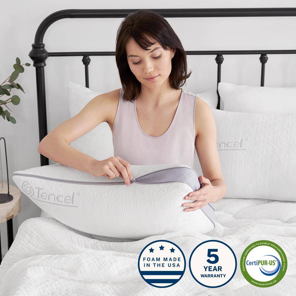 Standard White Gel Memory Foam Pillow with Tencel Cover