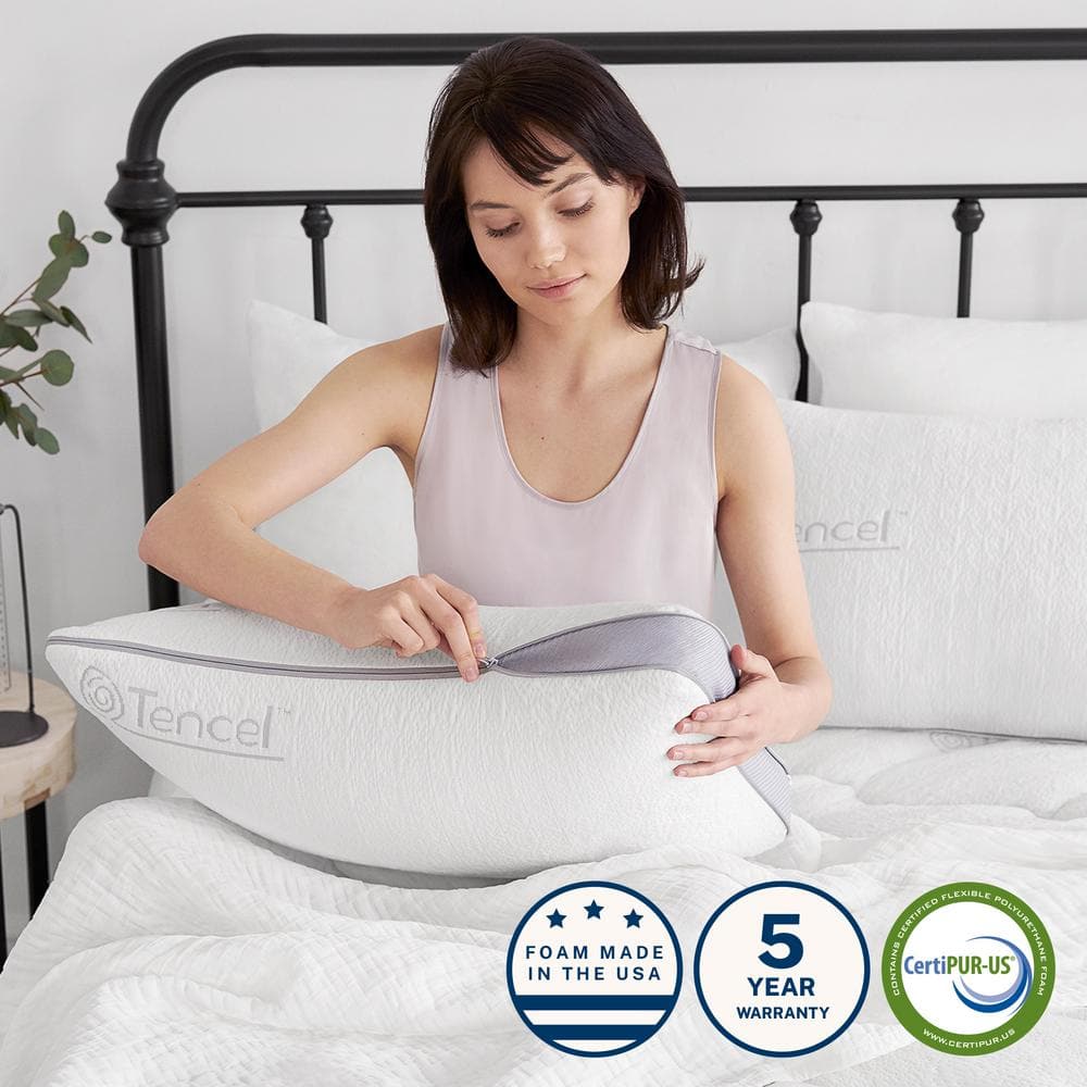 King Size White Gel Memory Foam Pillow with Tencel Cover